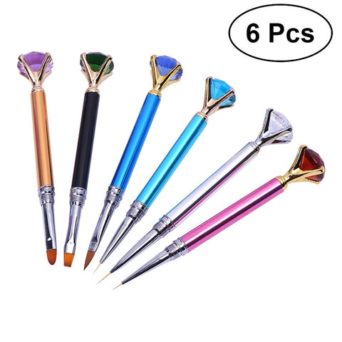 6pcs Nail Art Brush Pen Set UV Gel Liner Painting Striping Drawing Pen Nail Decoration Tool Kit