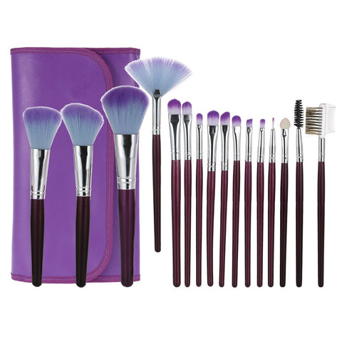 16Pcs Professional Makeup Brush Set Cosmetic Make Up Kit Purple Beauty Tool Powder Eyeshadow Brush + Purple Pouch Bag